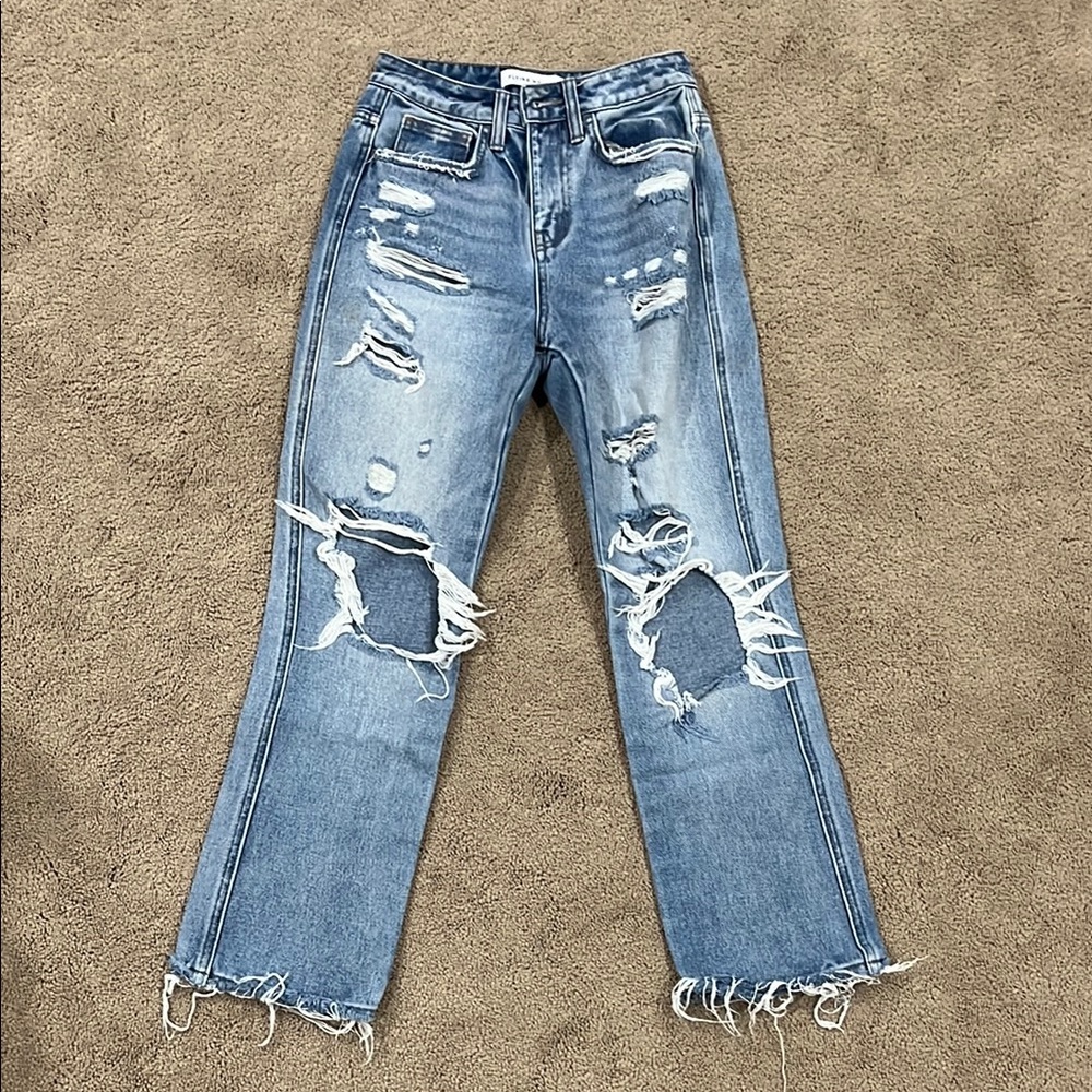 Buckle mom jeans